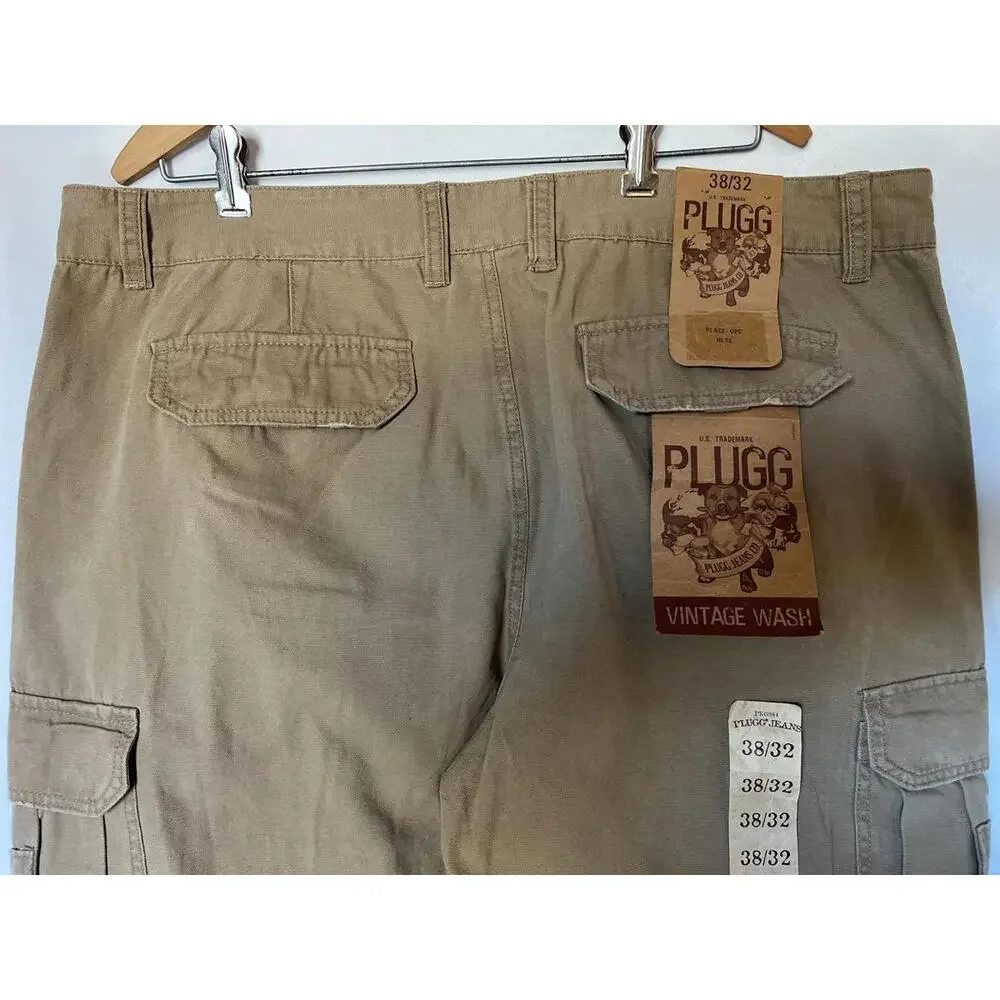 PLUGG Vintage Wash Cargo Pants 38x32 Tan Brown New With Tags - Picture 8 of 10